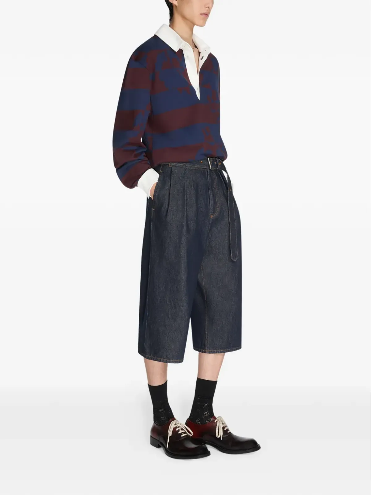DRIES VAN NOTEN ストライプ柄の長袖ポロシャツ - 画像3