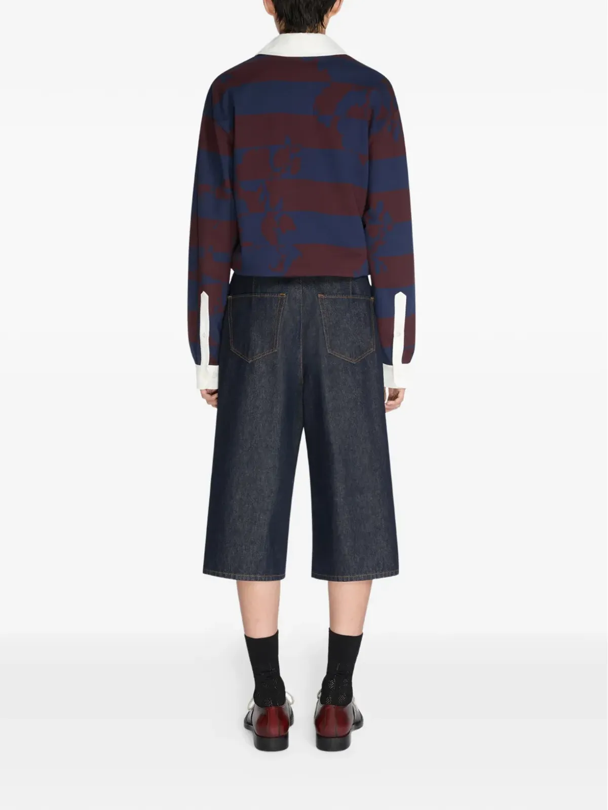DRIES VAN NOTEN ストライプ柄の長袖ポロシャツ - 画像4