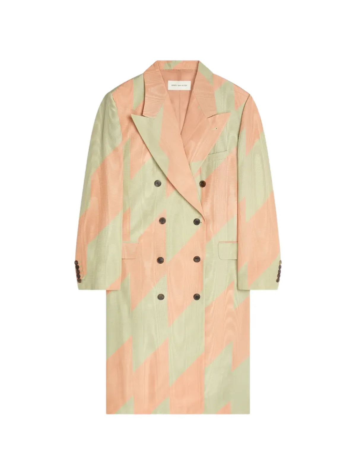 DRIES VAN NOTEN ダブルブレスト チェボン コート - 画像1