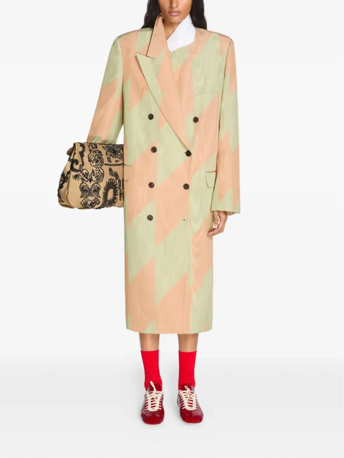 DRIES VAN NOTEN ダブルブレスト チェボン コート - 画像2