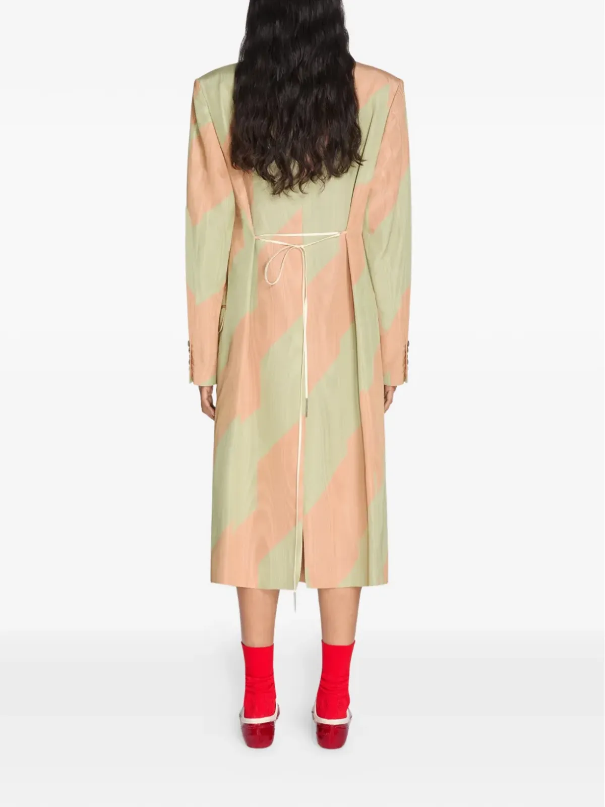 DRIES VAN NOTEN ダブルブレスト チェボン コート - 画像4