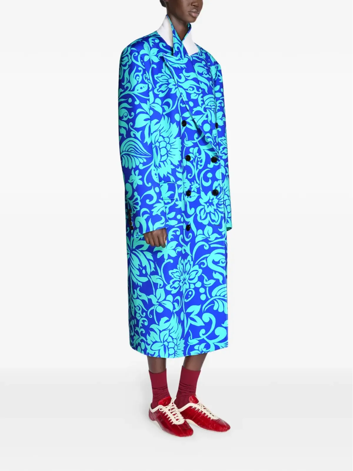 DRIES VAN NOTEN 花柄プリント ダブルブレスト コート - 画像3