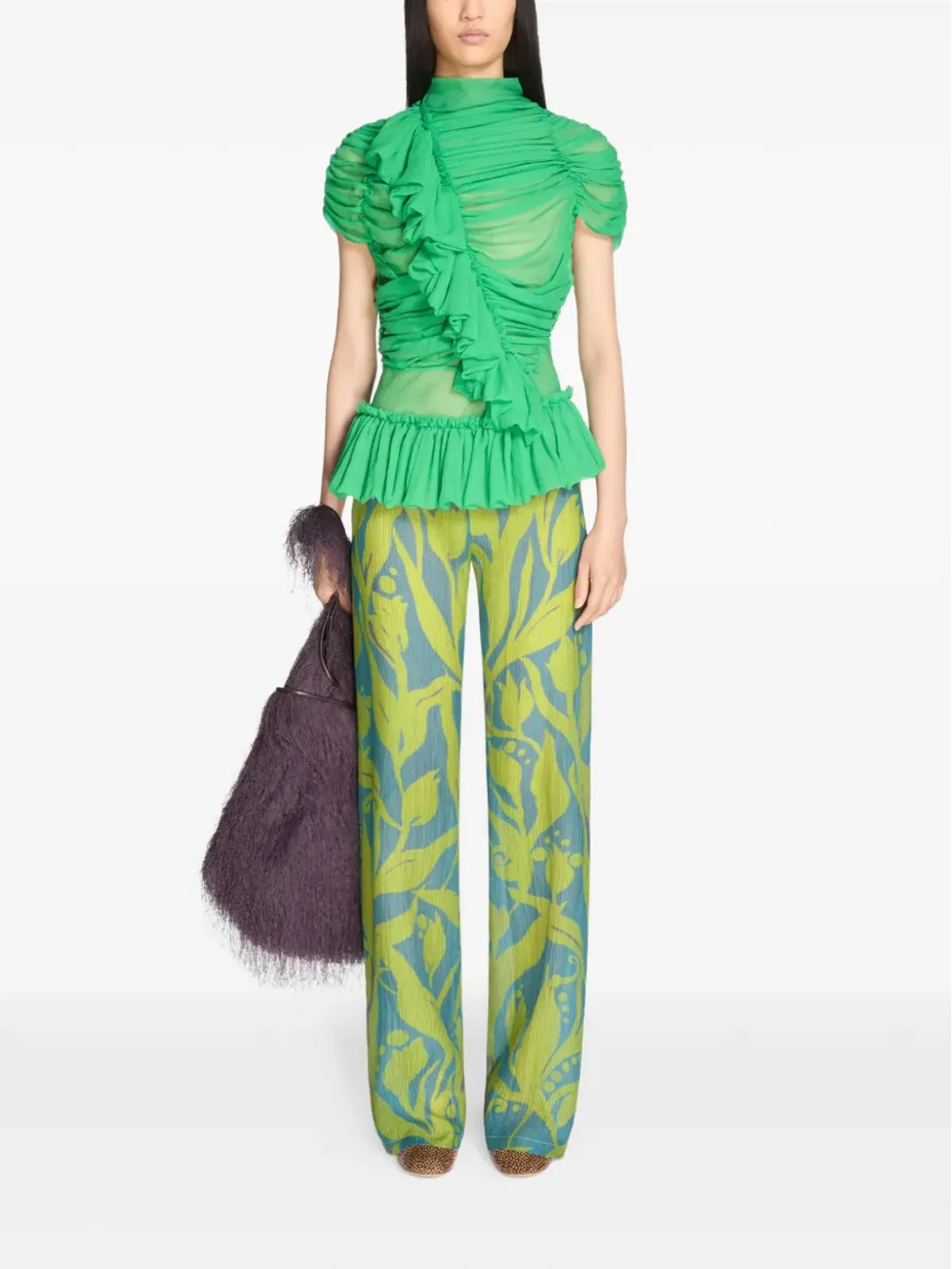 DRIES VAN NOTEN シルクのフリルトップ - 画像2
