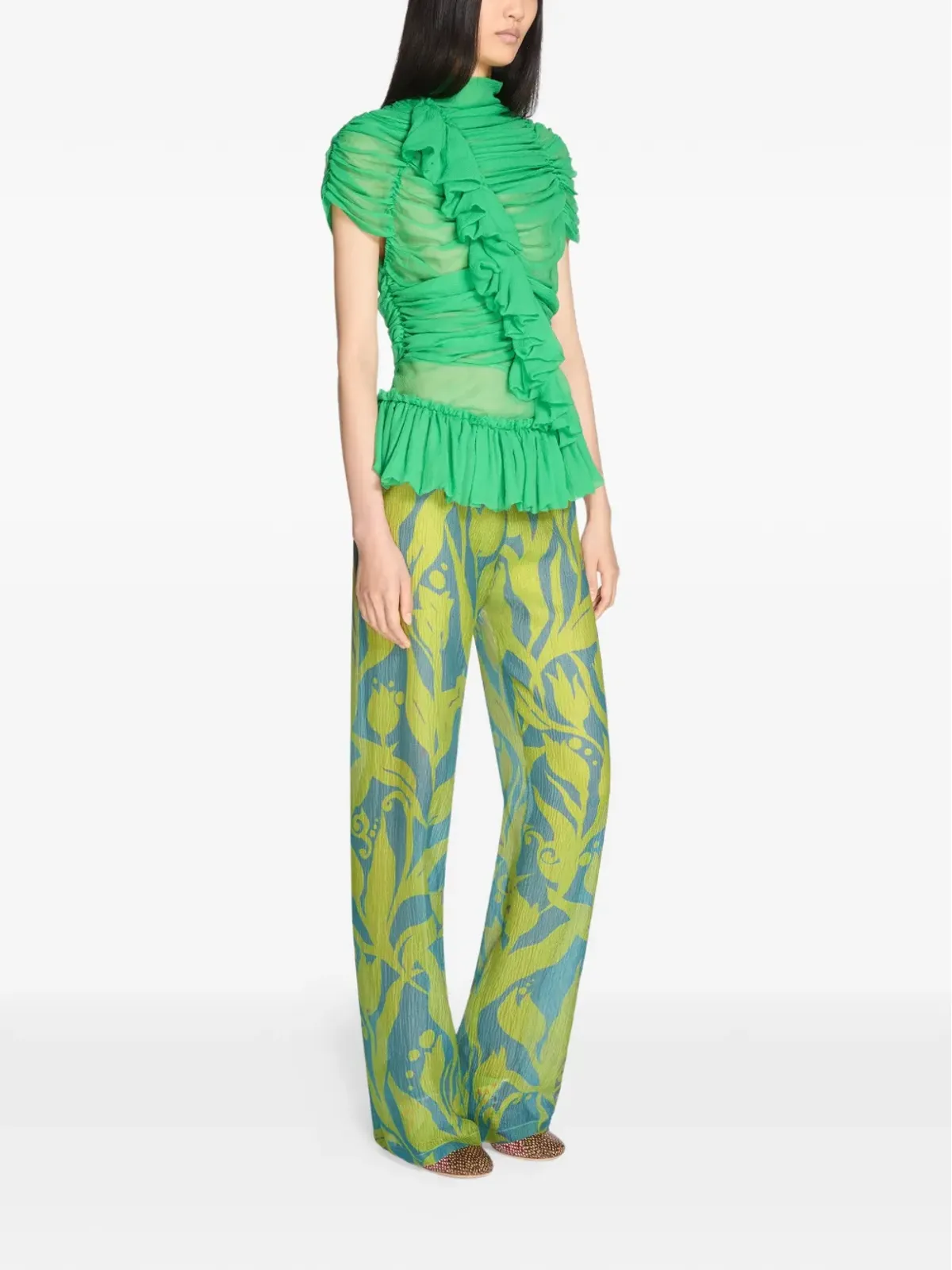 DRIES VAN NOTEN シルクのフリルトップ - 画像3