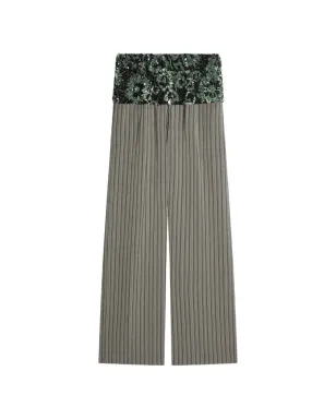 DRIES VAN NOTEN スパンコール付きストライプパンツ - サムネイル1