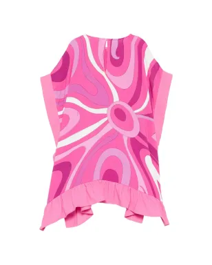 PUCCI Junior ピンクのラッフルグラフィックプリントドレス - サムネイル2