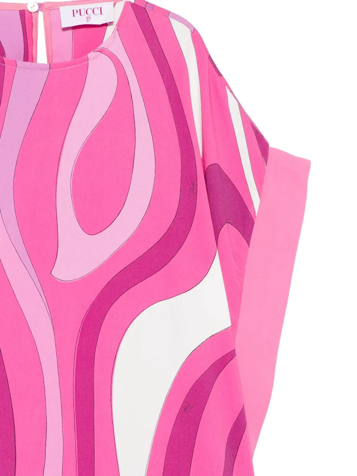 PUCCI Junior ピンクのラッフルグラフィックプリントドレス - 画像3