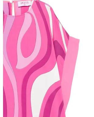 PUCCI Junior ピンクのラッフルグラフィックプリントドレス - サムネイル3