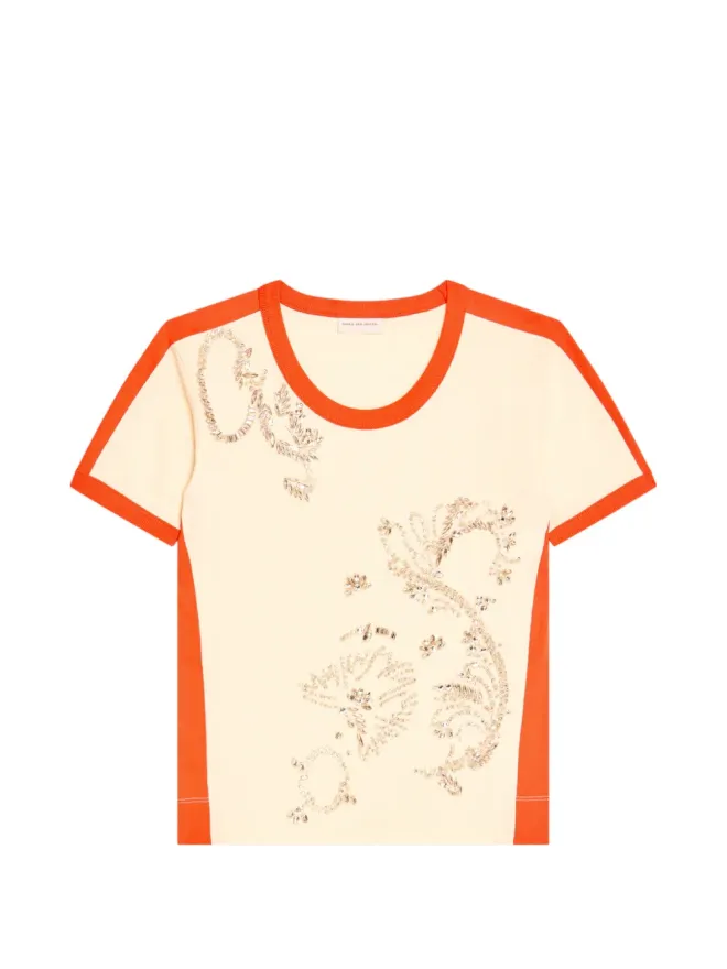 Dries Van Noten DRIES VAN NOTEN embellished-appliqué T-shirt - Neutralsの商品画像