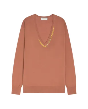 DRIES VAN NOTEN Vネック エンベリッシュド ニットウェア - ブラウン - サムネイル1