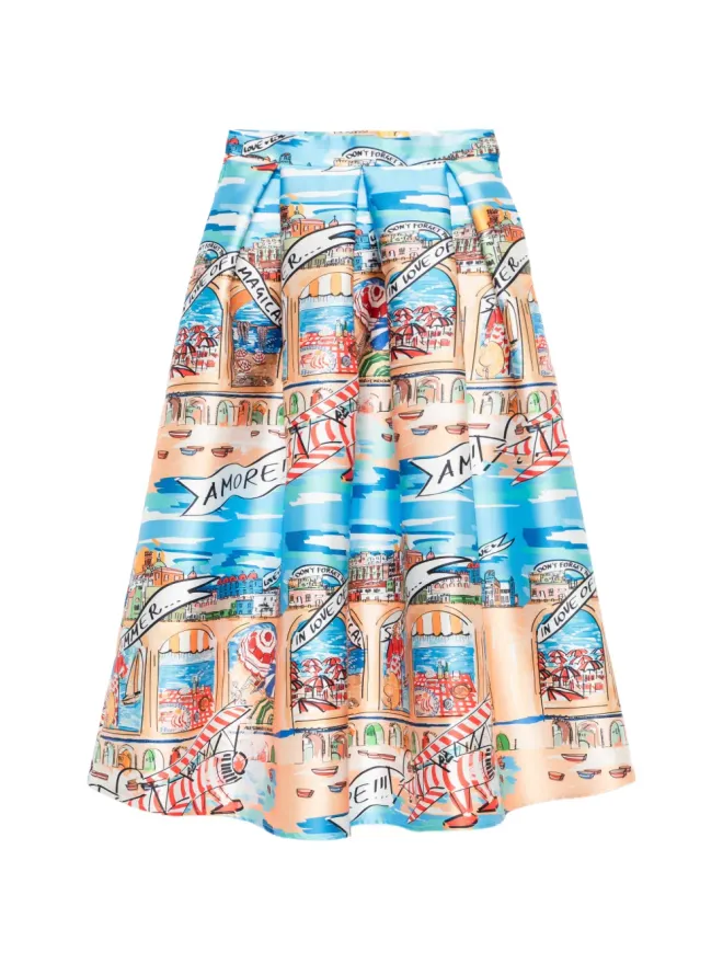 alessandro enriquez alessandro enriquez ビーチプリント ミディスカートの商品画像
