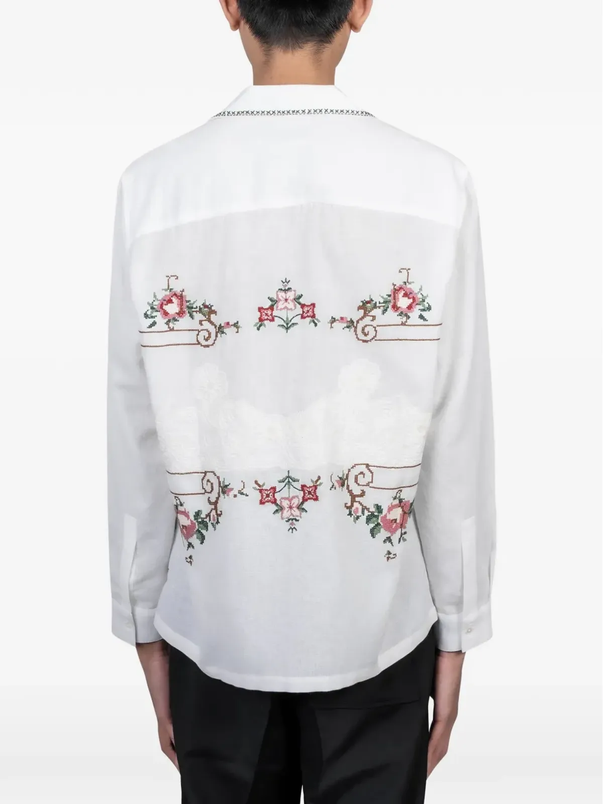 Baziszt Sena floral-embroidered pocket shirt - 画像3