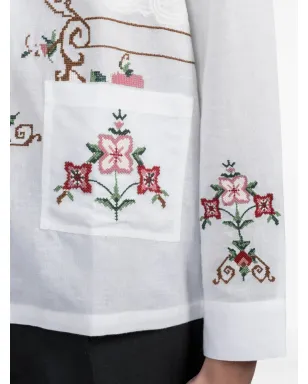 Baziszt Sena floral-embroidered pocket shirt - サムネイル4