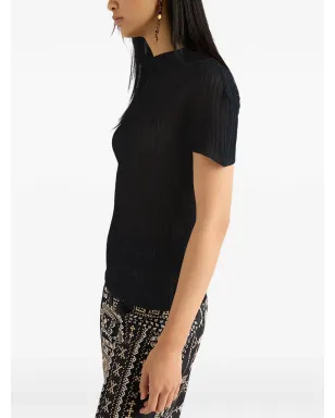 Momoni Mirada ribbed T-shirt - Black - サムネイル5