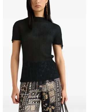 Momoni Mirada ribbed T-shirt - Black - サムネイル3