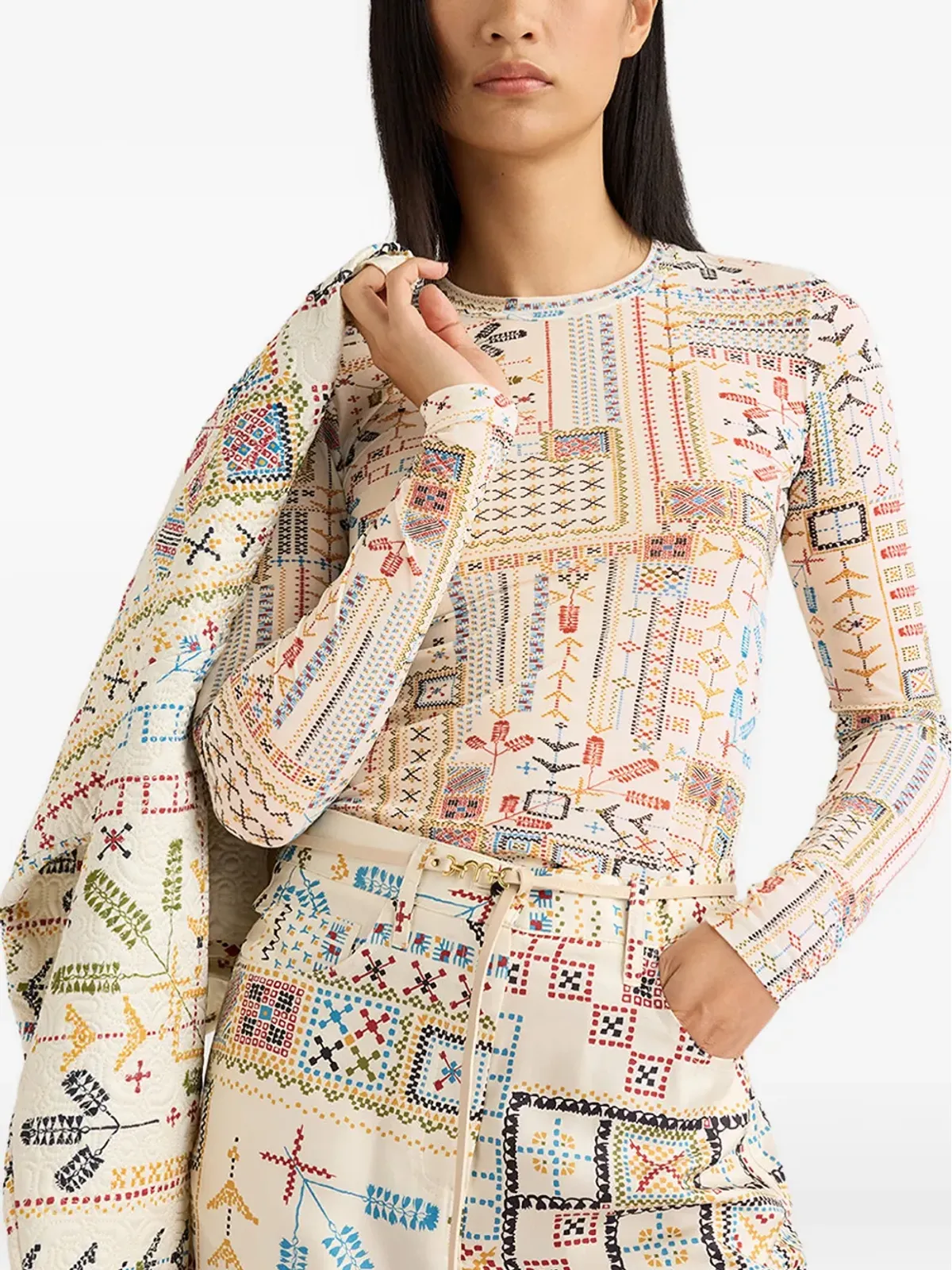 Momoni Waina long-sleeves T-shirt - Neutrals - 画像3