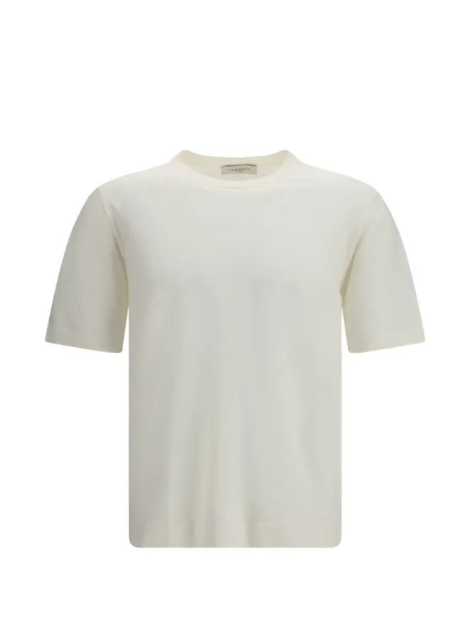 Piacenza Cashmere Piacenza Cashmere リブ編みクルーネックTシャツ - ホワイトの商品画像