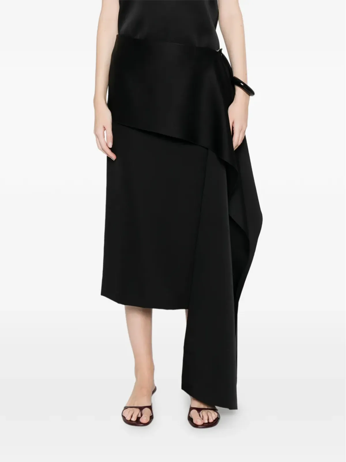 Carven アシンメトリードレープ ミディスカート - 画像3