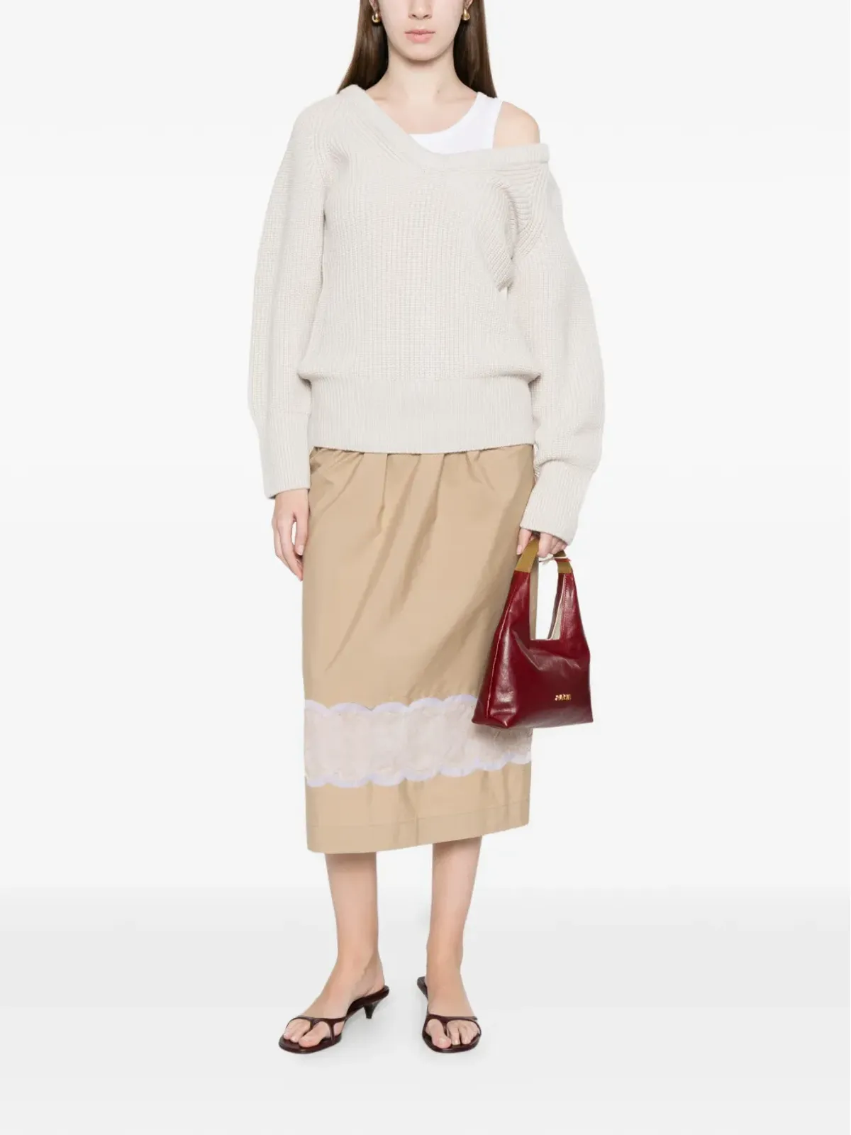 Carven レーストリム ミディスカート - 画像2