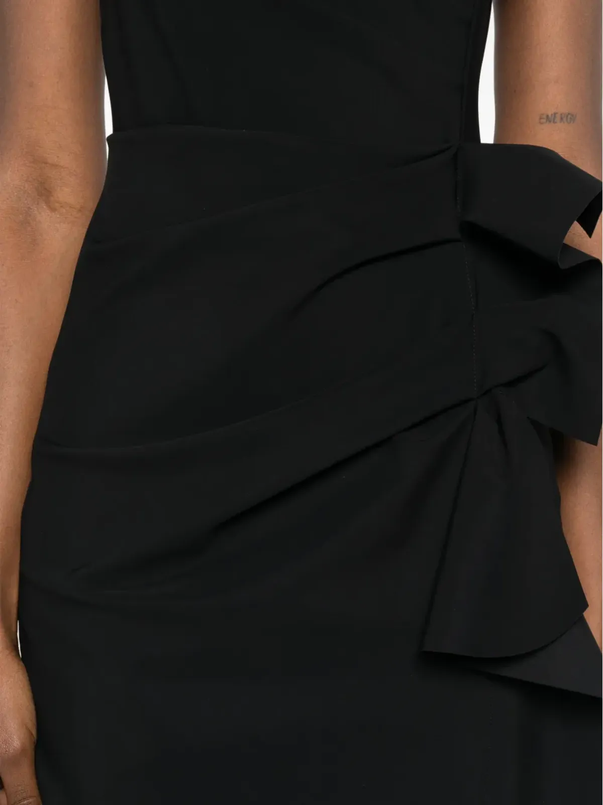 CHIARA BONI La Petite Robe シルヴィリア ラッフルミディドレス - ブラック - 画像5