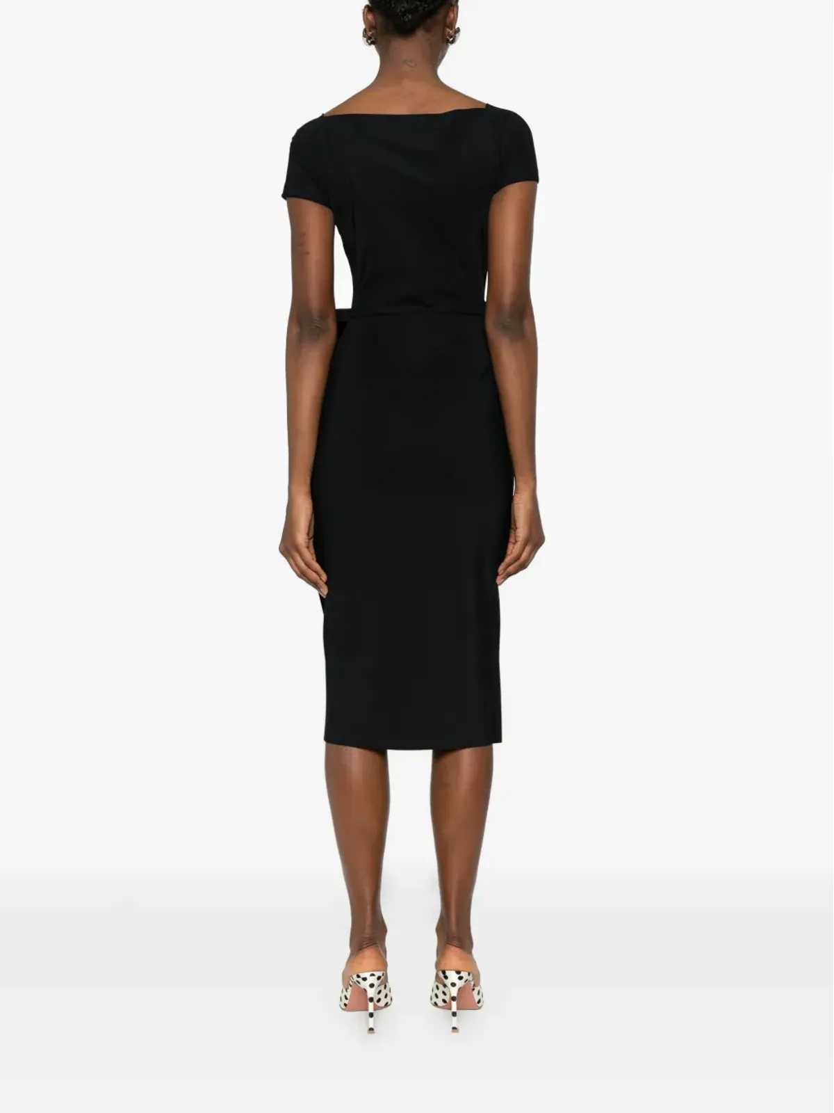CHIARA BONI La Petite Robe シルヴィリア ラッフルミディドレス - ブラック - 画像4
