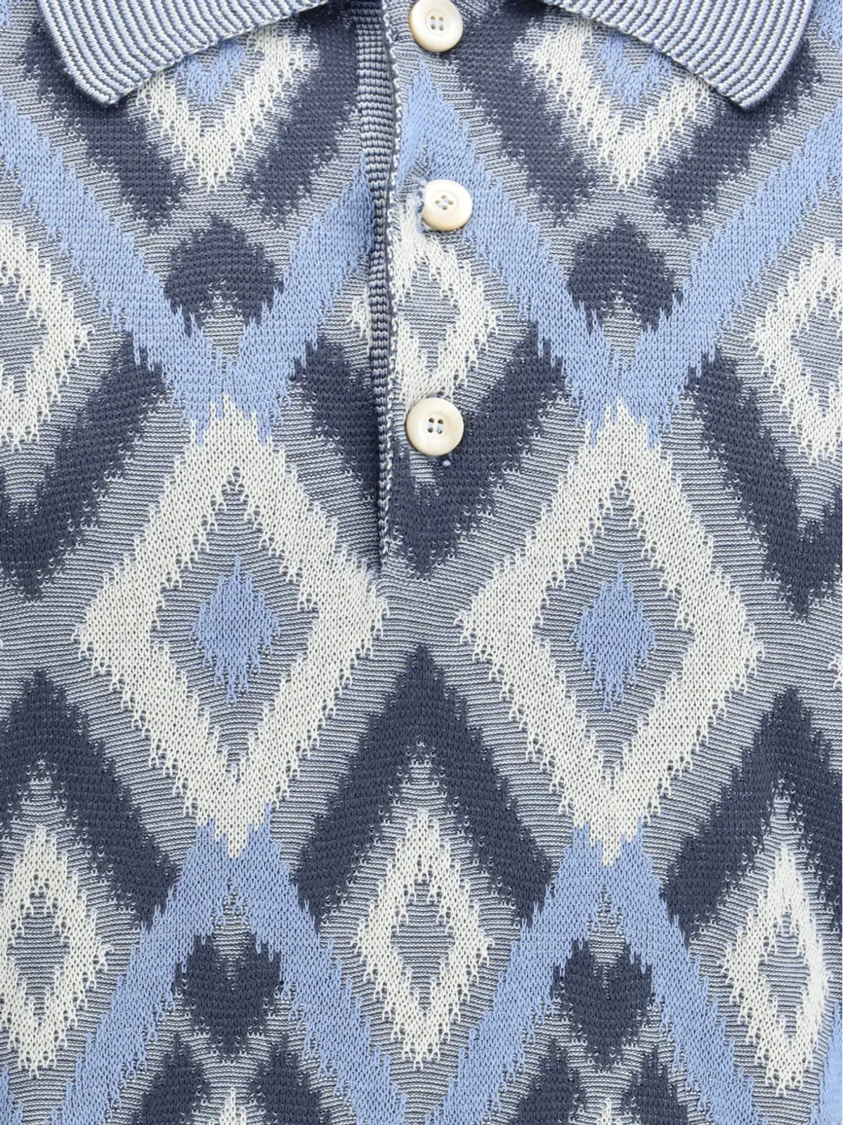 Piacenza Cashmere 柄入り半袖ポロシャツ - ブルー - 画像3