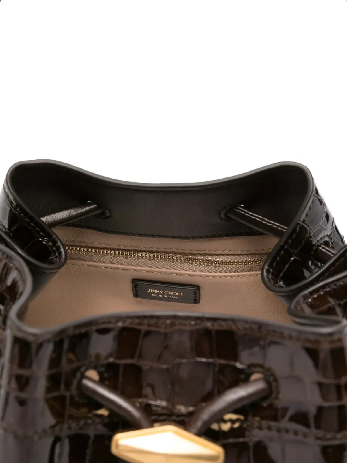 Jimmy Choo クロコエフェクト ドローストリング レザートートバッグ - 画像5
