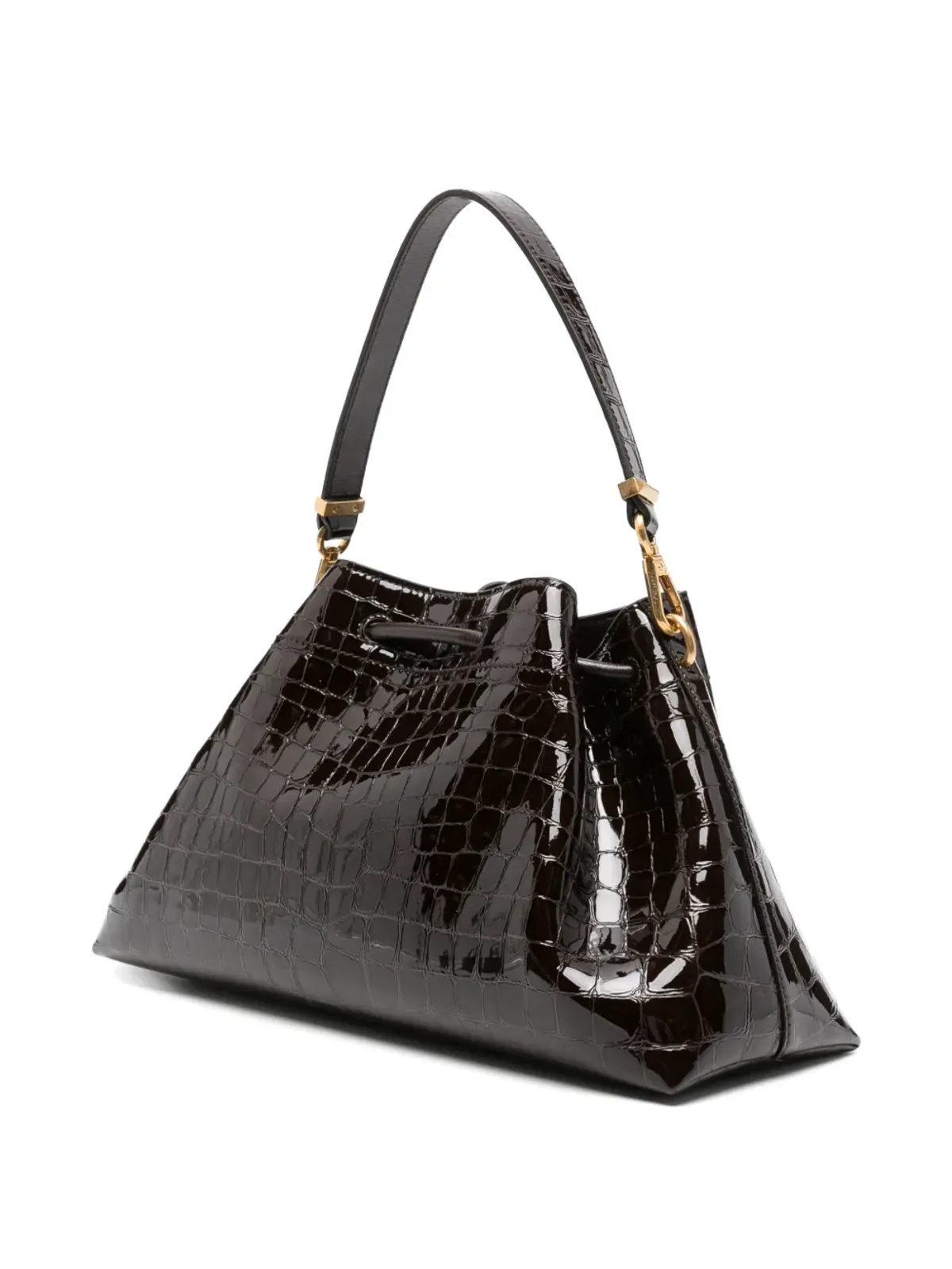 Jimmy Choo クロコエフェクト ドローストリング レザートートバッグ - 画像3