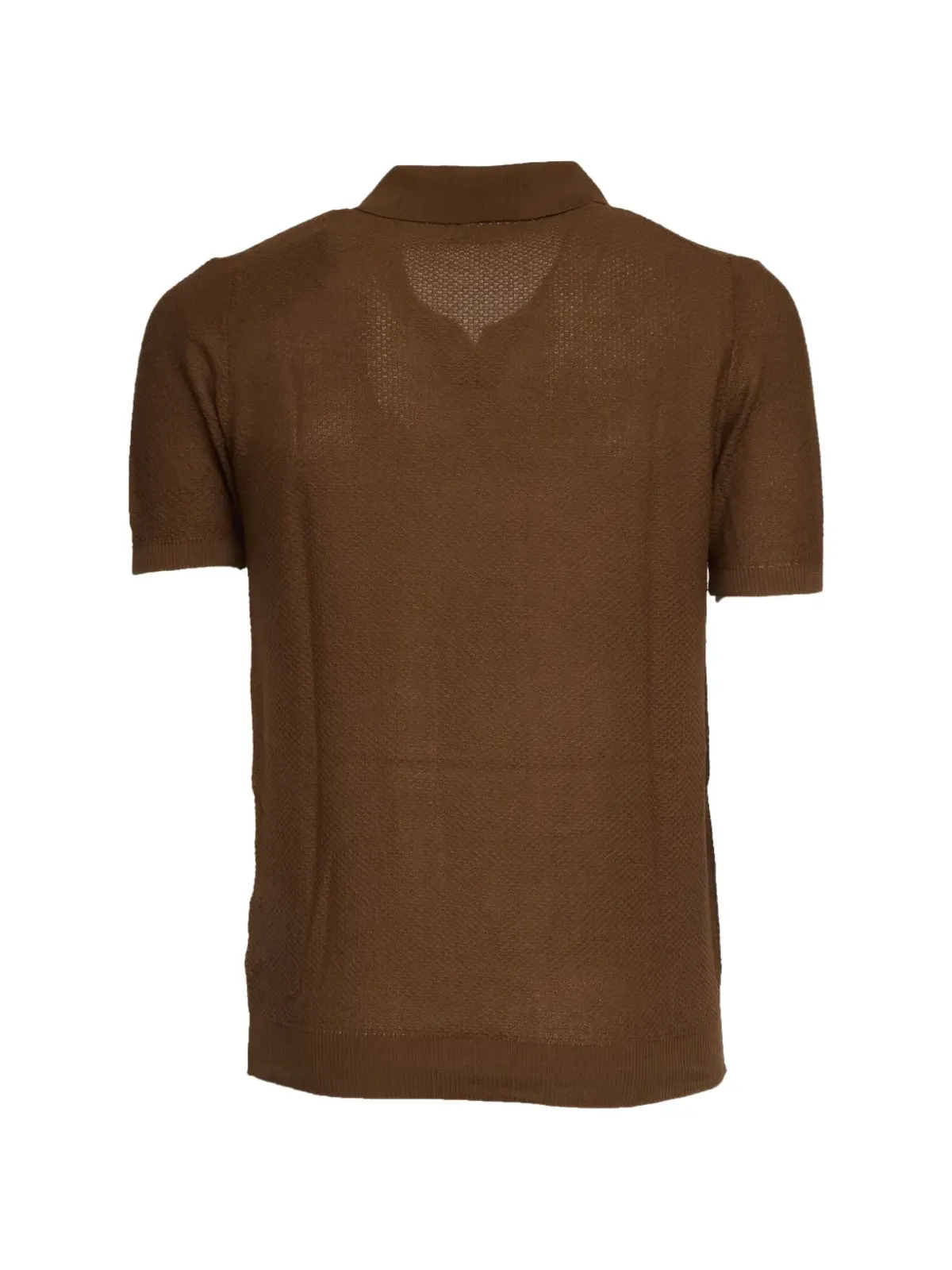 RAKKI V-neck honeycomb cotton T-shirt - Brown - 画像2