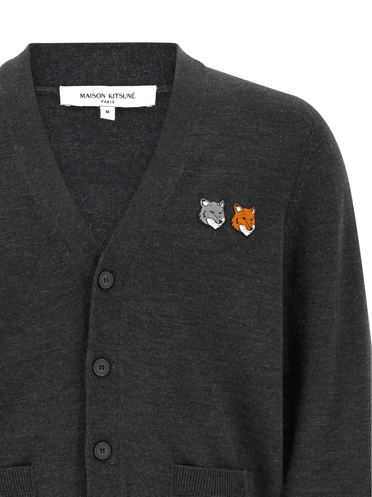 Maison Kitsuné フォックスパッチ Vネック カーディガン - 画像3