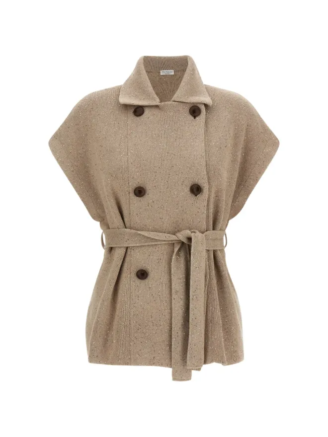 Brunello Cucinelli Brunello Cucinelli スパンコール装飾 ダブルブレストコートの商品画像