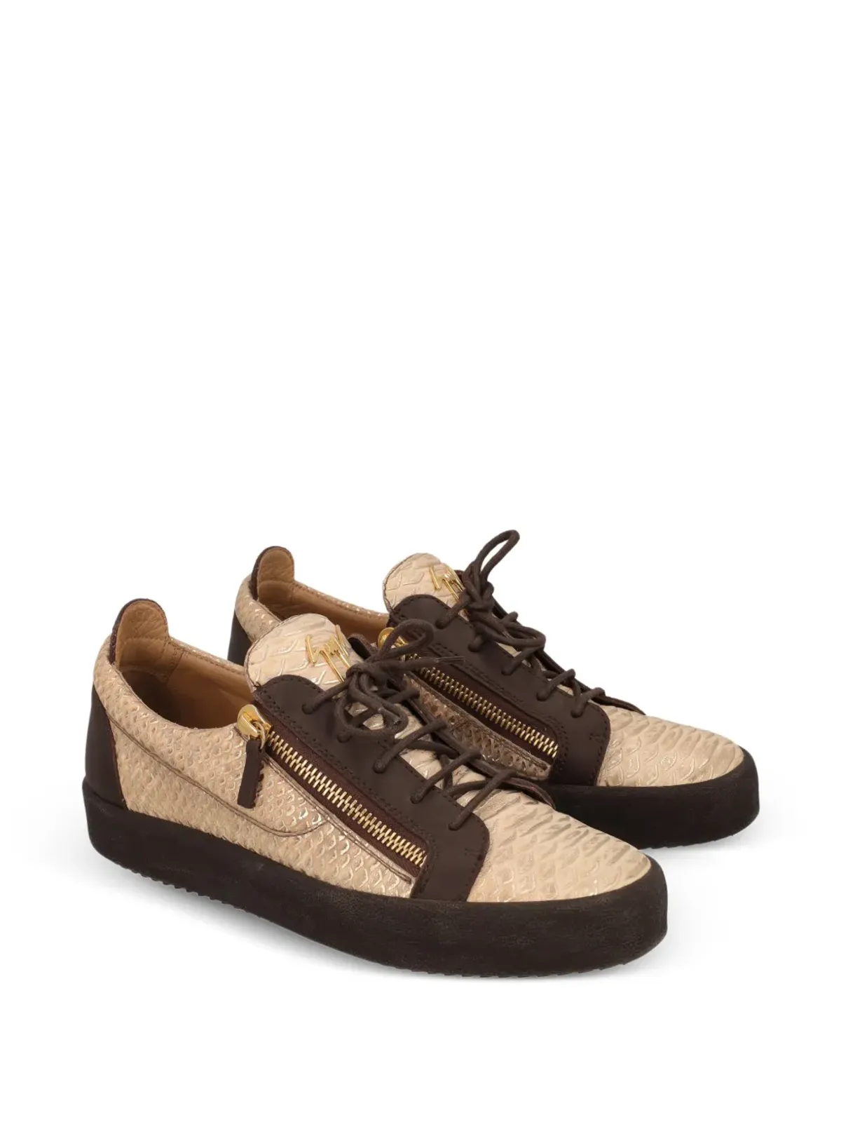 Giuseppe Zanotti Vintage フランキー蛇柄プリントレザーのスニーカー - 画像2