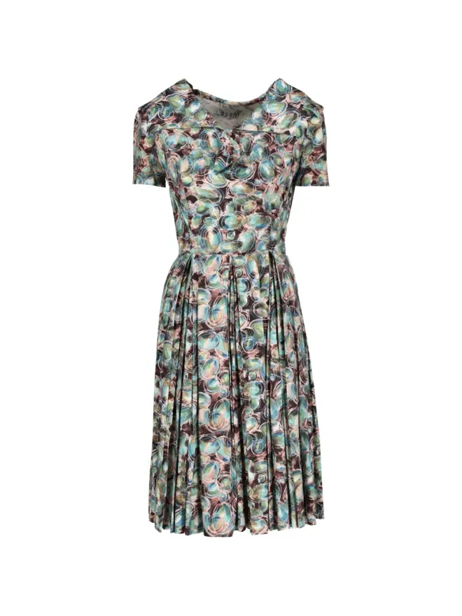 Vintage Vintage 1950s patterned midi cotton dress - グリーンの商品画像