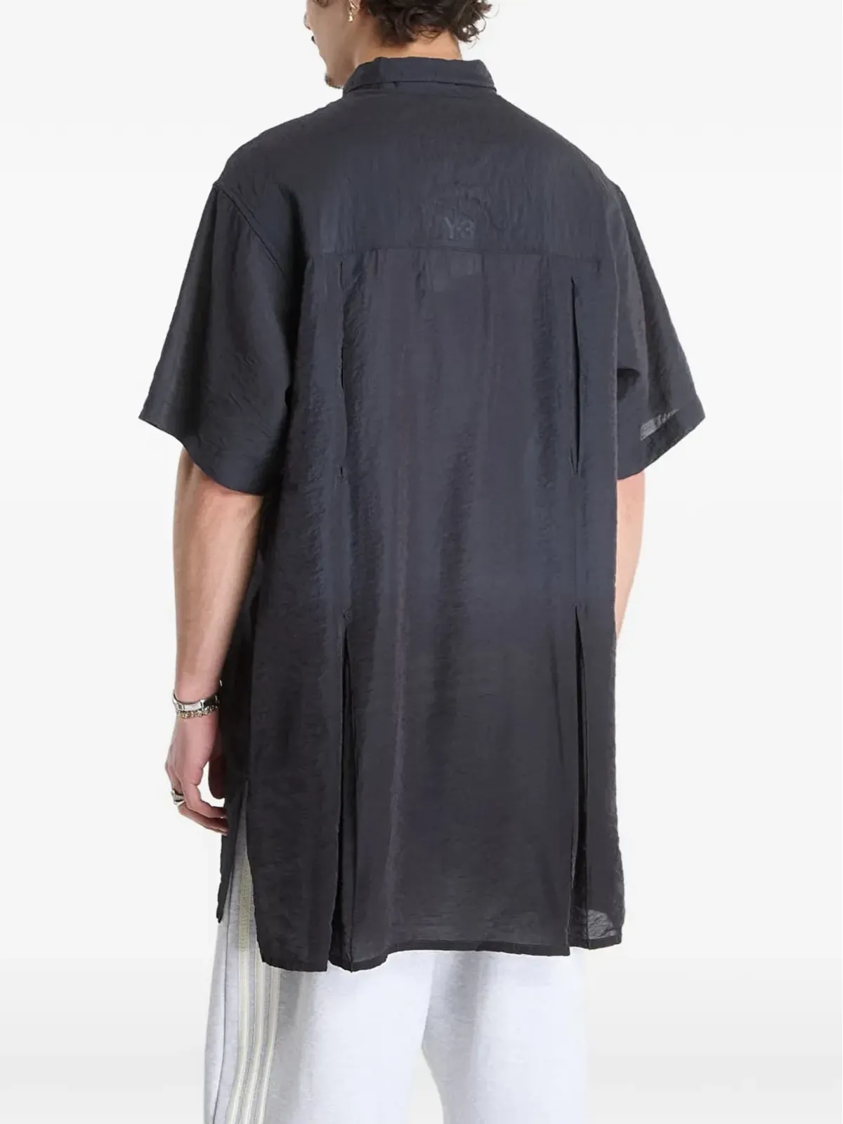 Y-3 半袖ロングシャツ - ブラック - 画像4