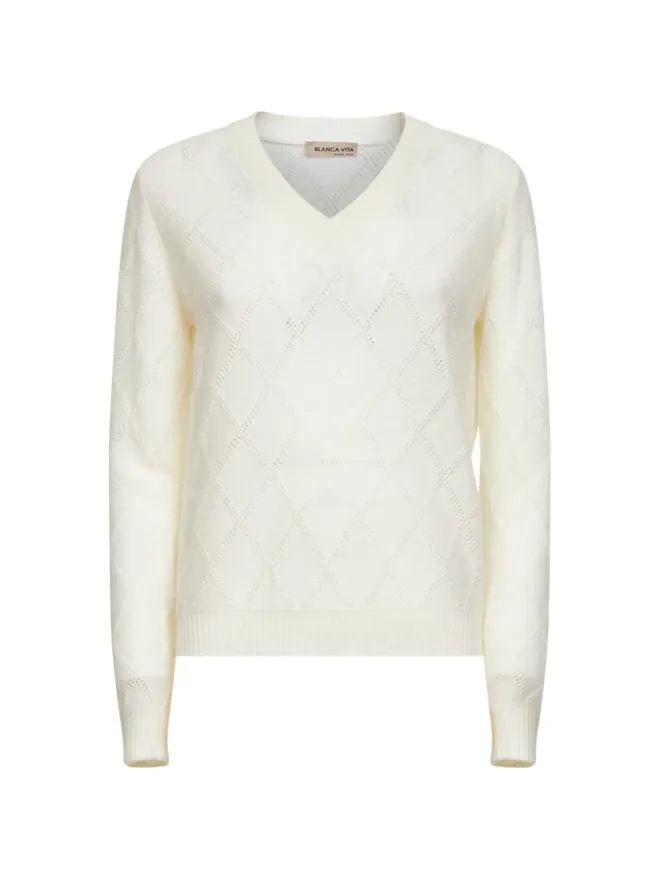 Blanca Vita Blanca Vita リブ編みVネックセーターの商品画像