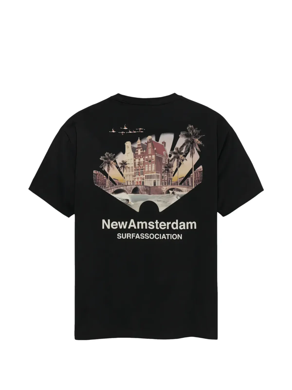 NEW AMSTERDAM トロピカルプリントTシャツ ブラック - 画像5