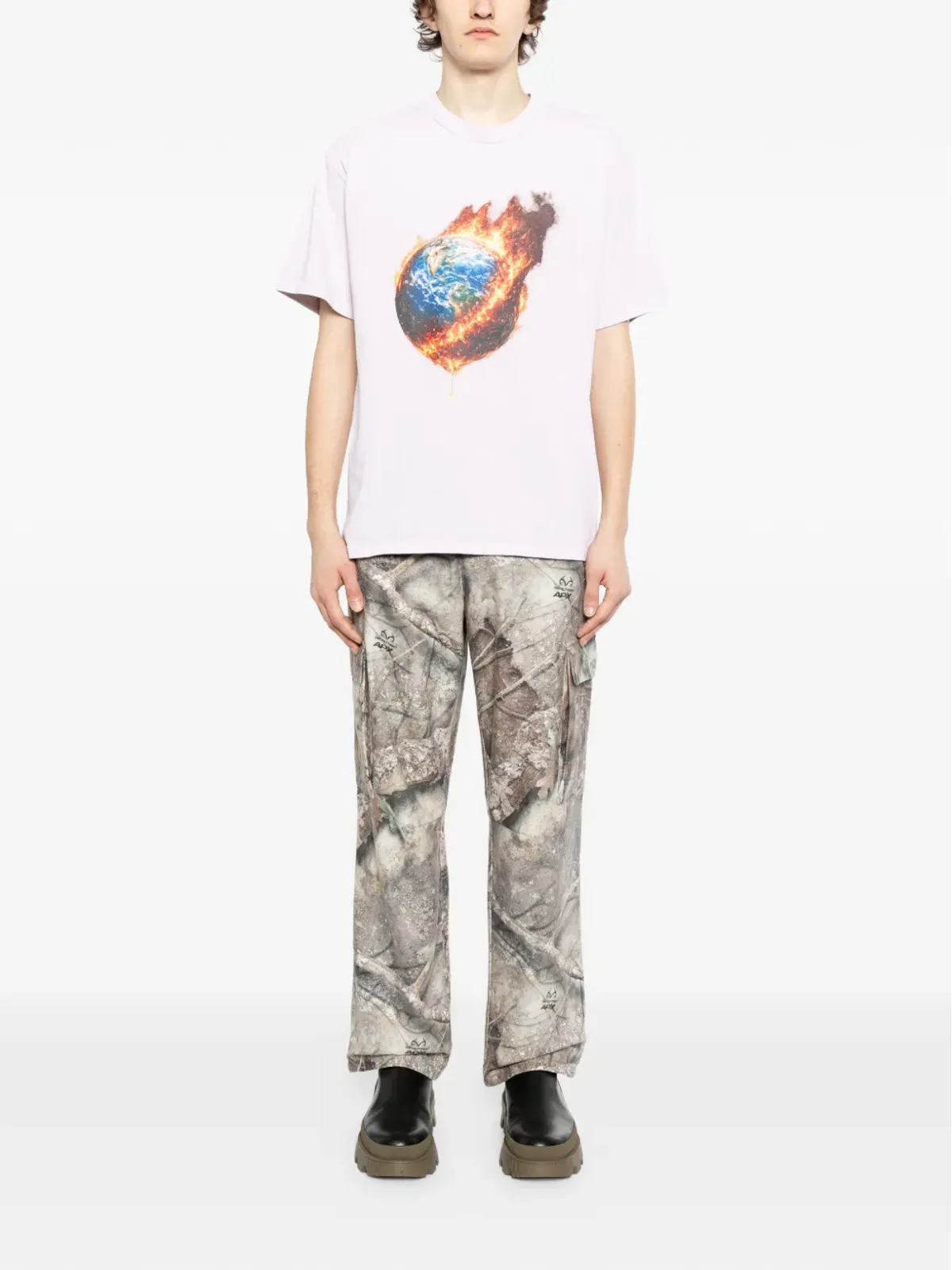 Melt 燃える地球グラフィックTシャツ - ピンク - 画像2