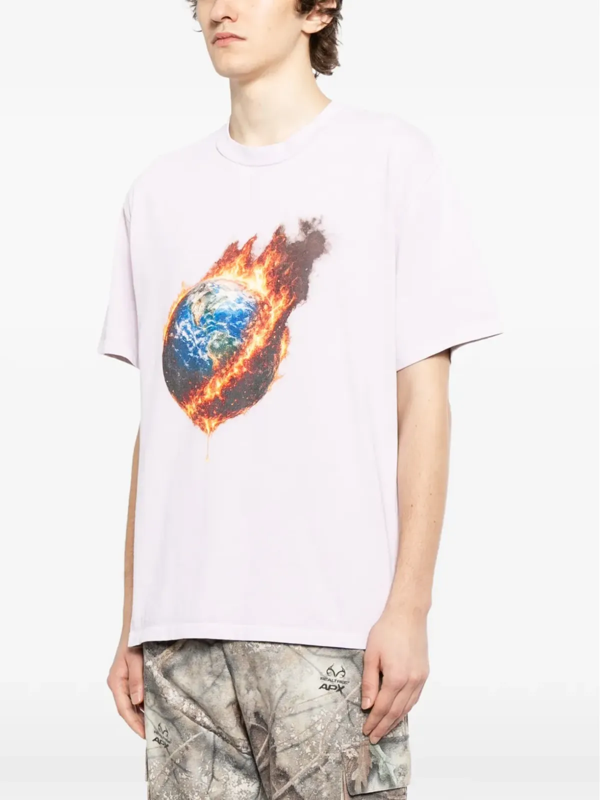 Melt 燃える地球グラフィックTシャツ - ピンク - 画像3