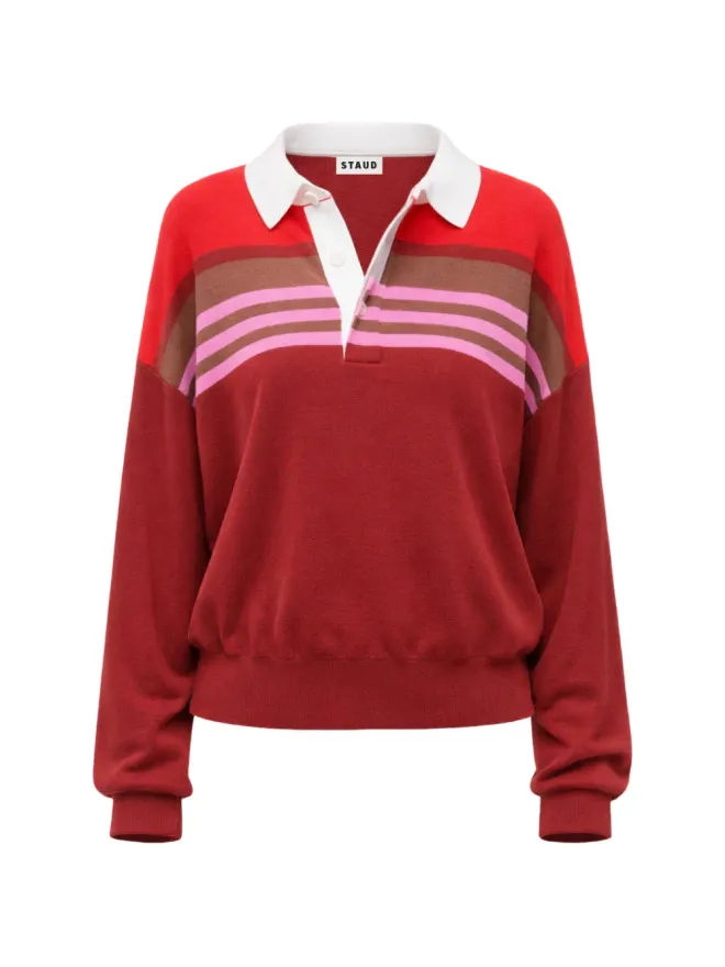 STAUD STAUD セイルストライプポロシャツ - レッドの商品画像