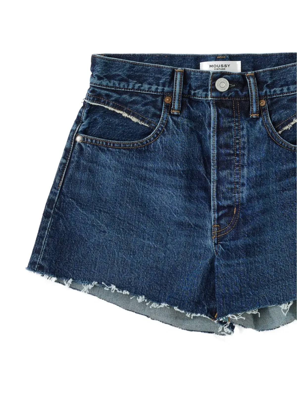 Moussy Vintage サウスボロー フレイドショーツ ブルー - 画像2