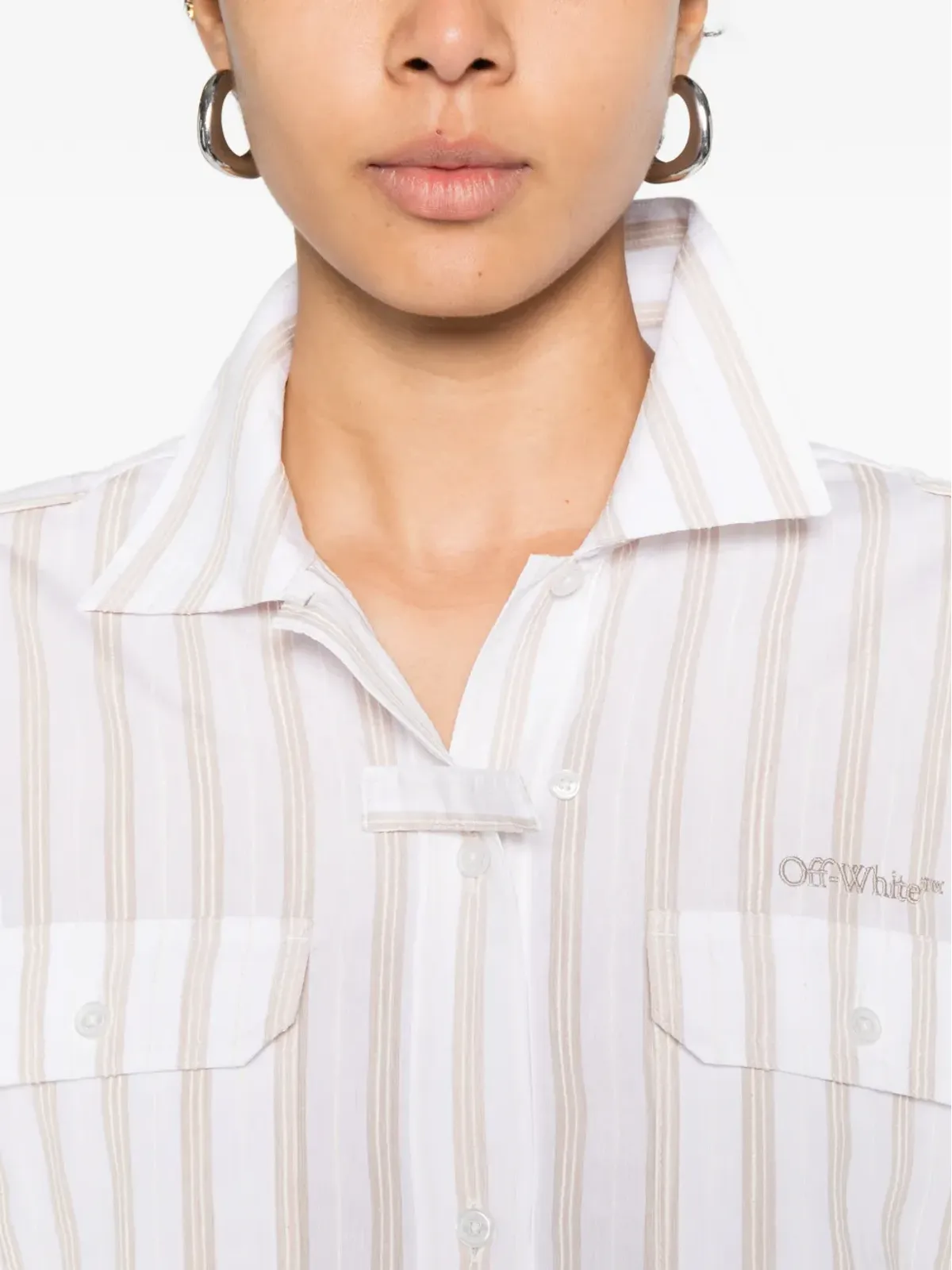 Off-White ストライプポケット付きミニドレス - 画像5