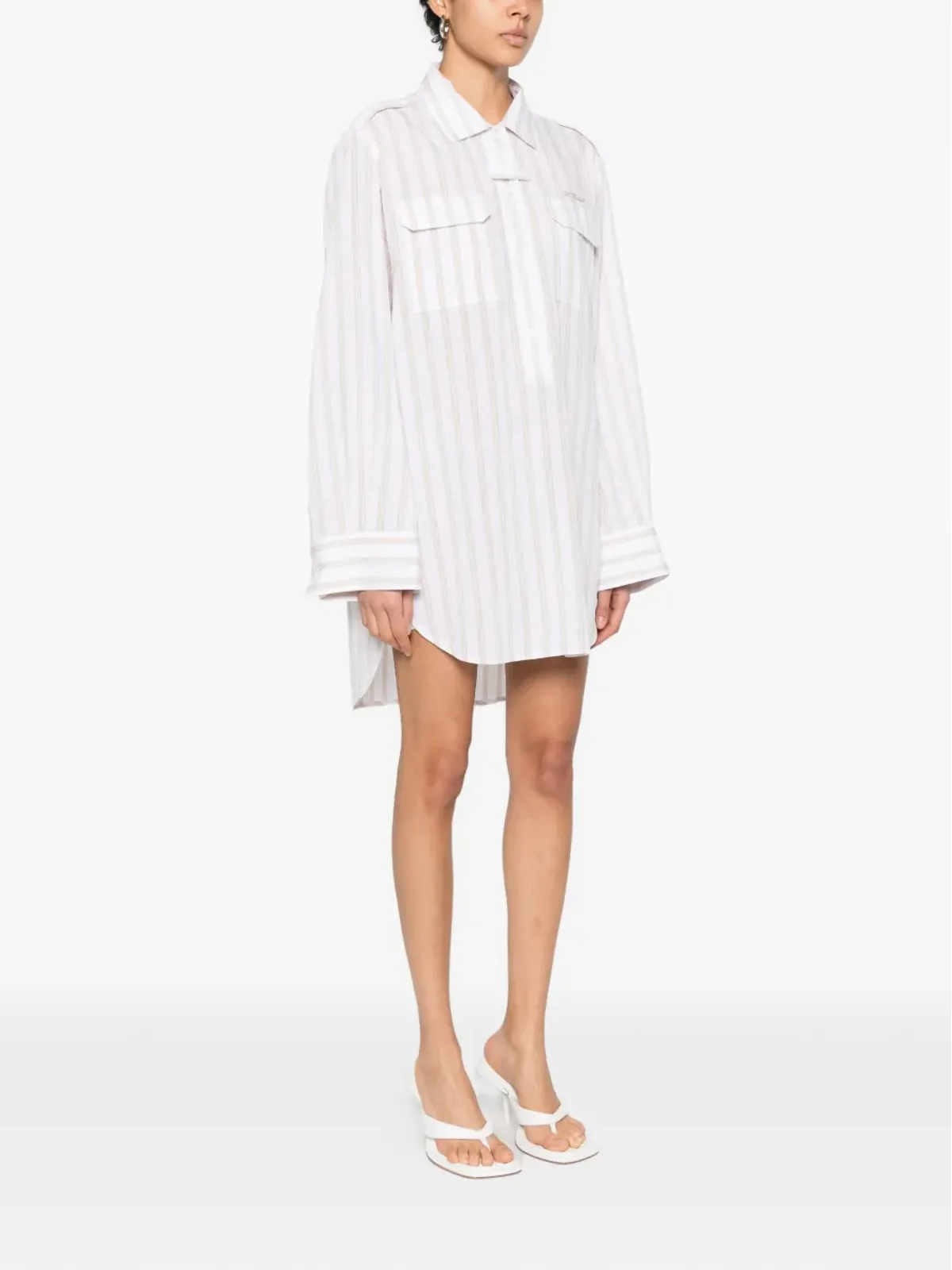 Off-White ストライプポケット付きミニドレス - 画像3