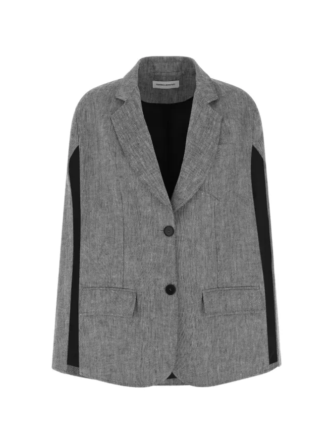 Federica Bonifaci Federica Bonifaci シングルブレスト Vネック ケープ - Greyの商品画像