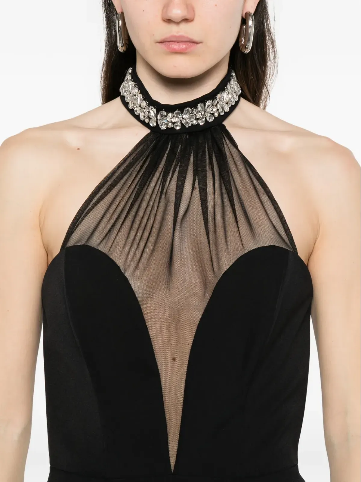 ALESSANDRO LEGORA 飾り付きメッシュパネルのマキシドレス - 画像5