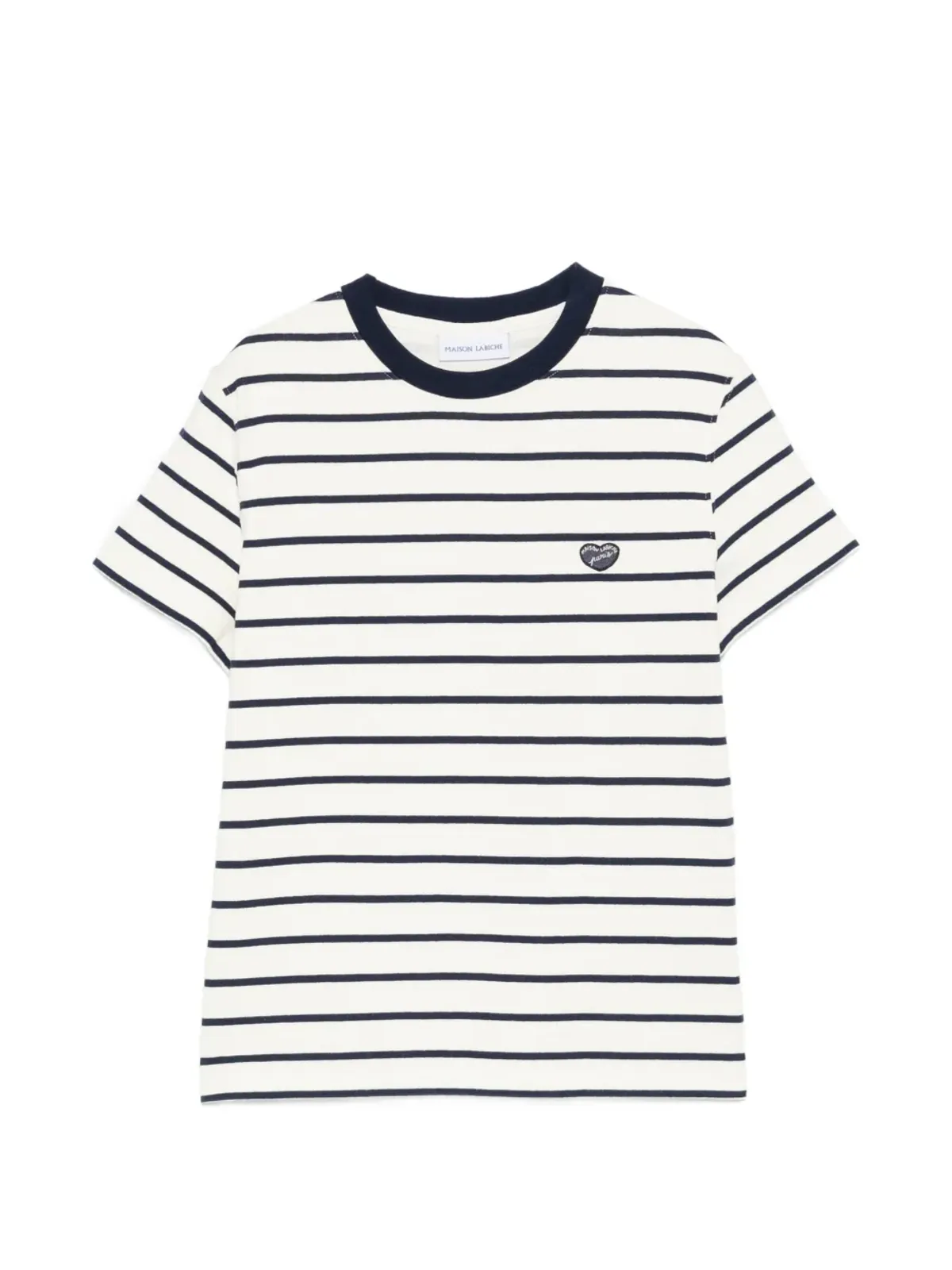 Maison Labiche ClaveryストライプアップリケTシャツ - 画像1