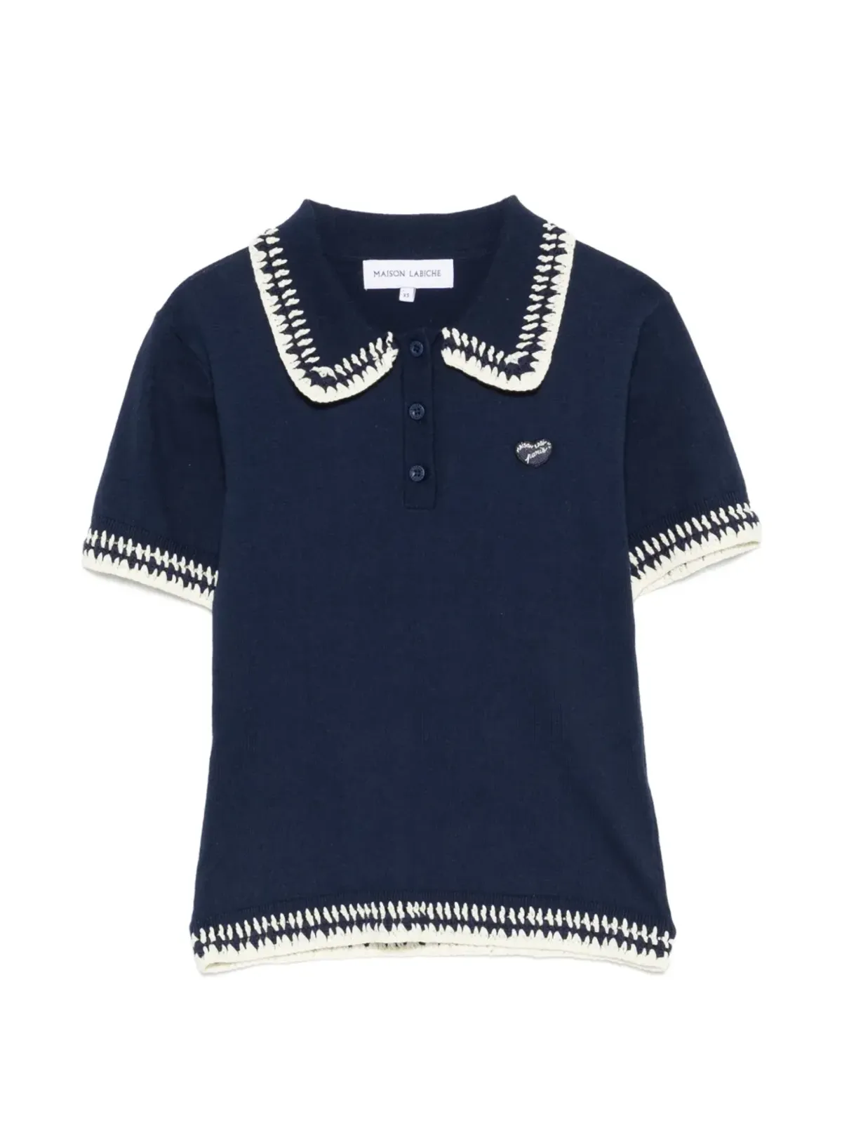 Maison Labiche Caillavet 編み込み襟付きポロシャツ - ブルー - 画像1