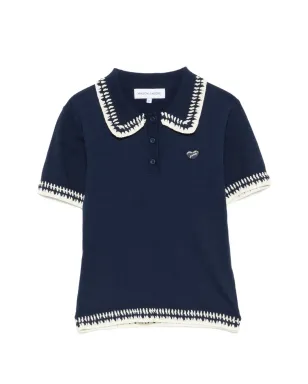Maison Labiche Caillavet 編み込み襟付きポロシャツ - ブルー - サムネイル1