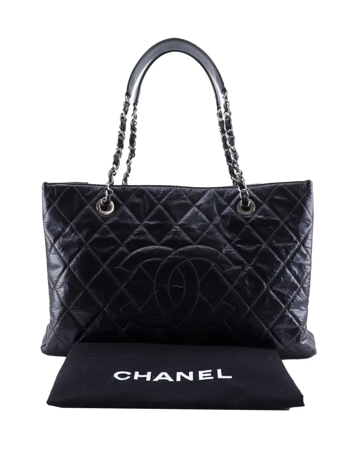 CHANEL Pre-Owned 皺のあるパテント グランドショッピング トートバッグ - ブラウン - 画像1