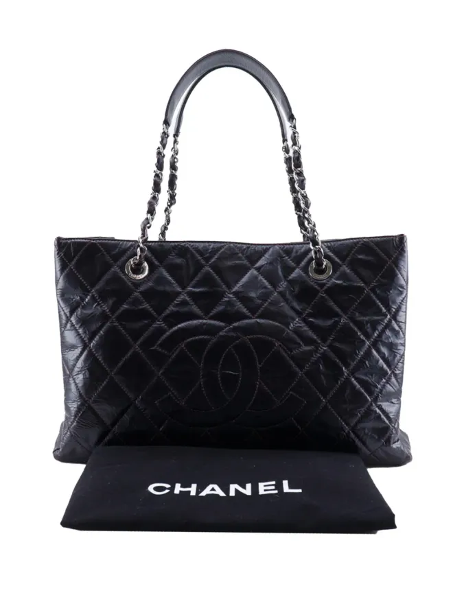 CHANEL Pre-Owned CHANEL Pre-Owned 皺のあるパテント グランドショッピング トートバッグ - ブラウンの商品画像