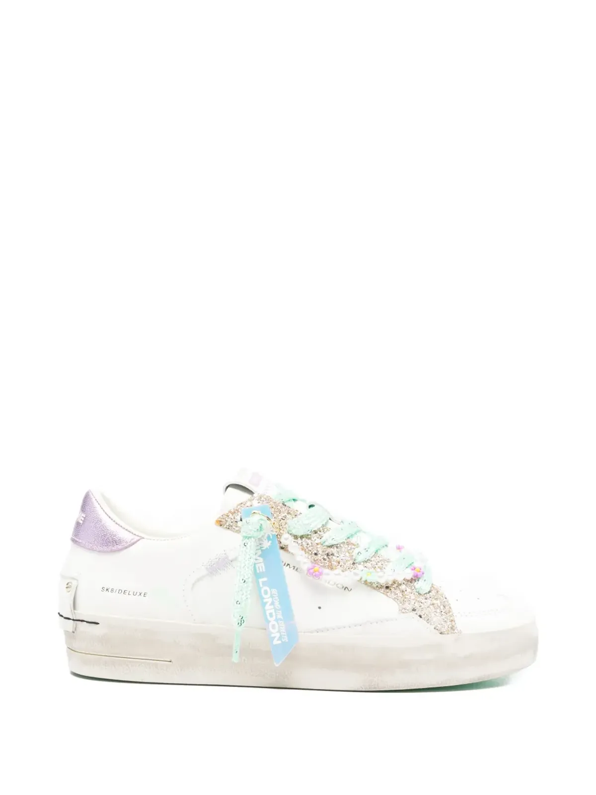 Crime London Sk8 Deluxe グリッター レース スニーカー ホワイト - 画像1